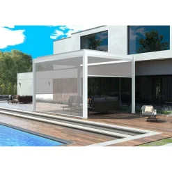 Tenda avvolgibile Calicantus Zip Screen bianco in Textilen grigio 4 m