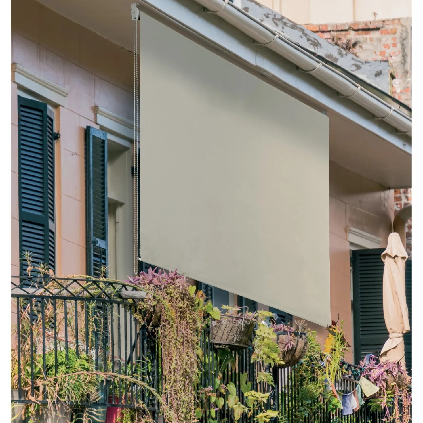 Tenda da sole a caduta verticale con rullo 150x250 cm ecrù