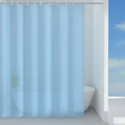 Tenda doccia Basic in tessuto 180x200 cm azzurra