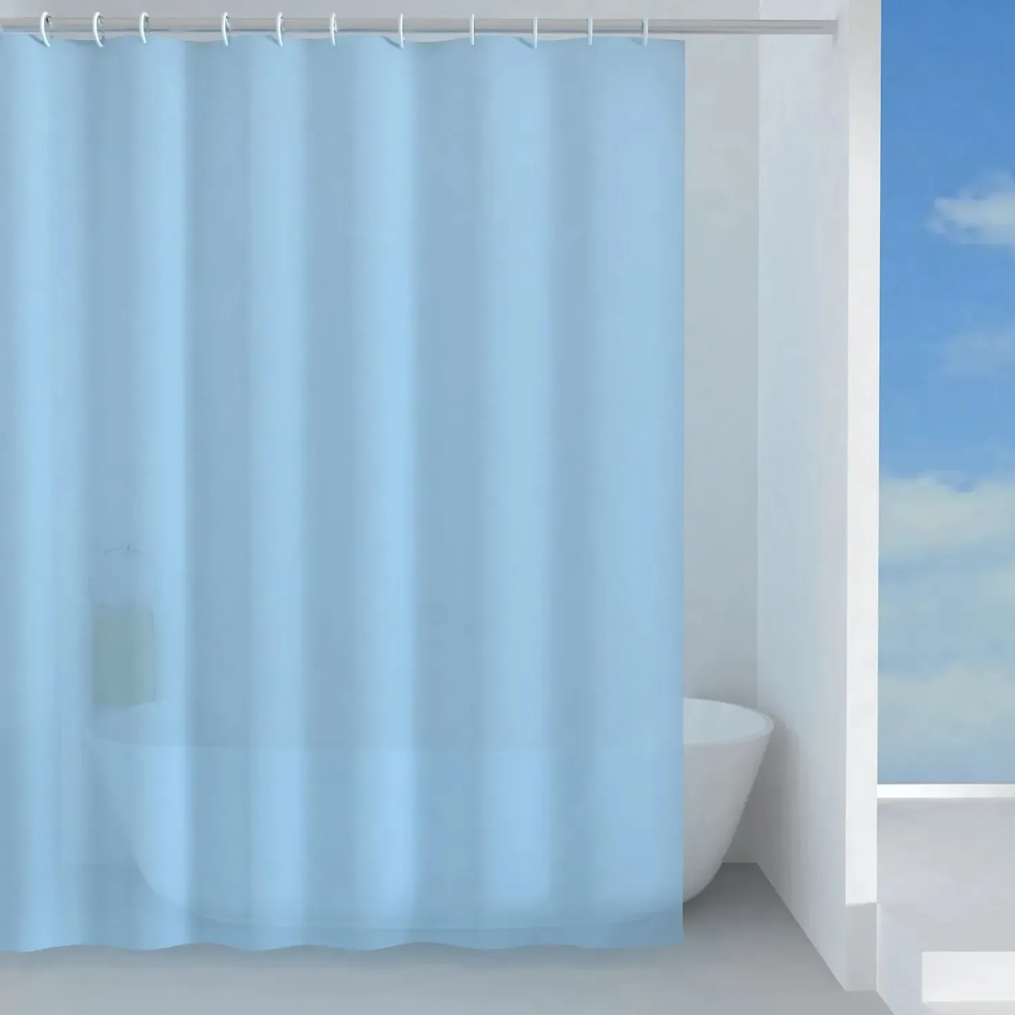 Tenda doccia Basic in tessuto 180x200 cm azzurra