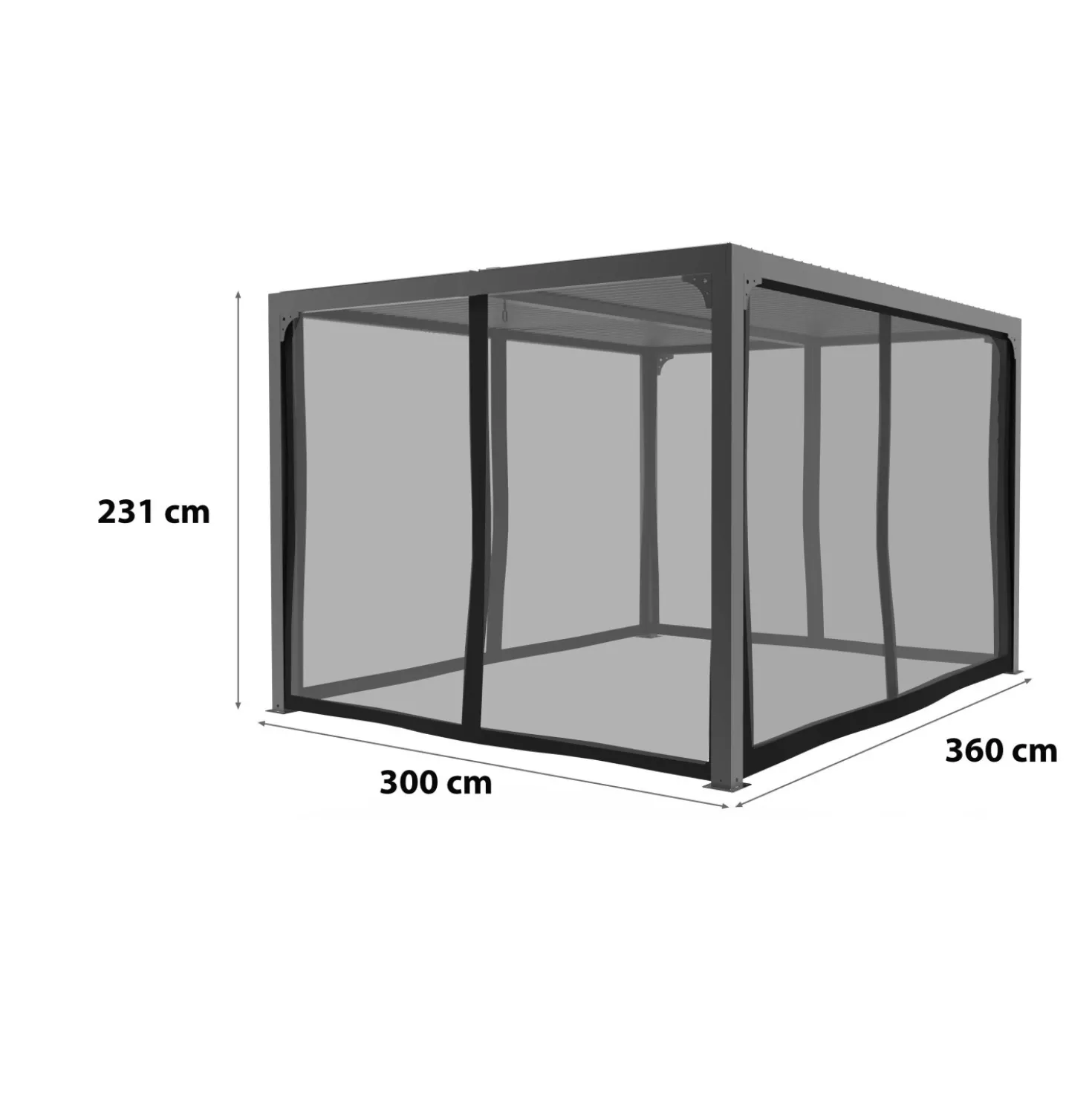 Tenda zanzariera per pergola bioclimatica 3630 antracite H231xL300xP360 cm