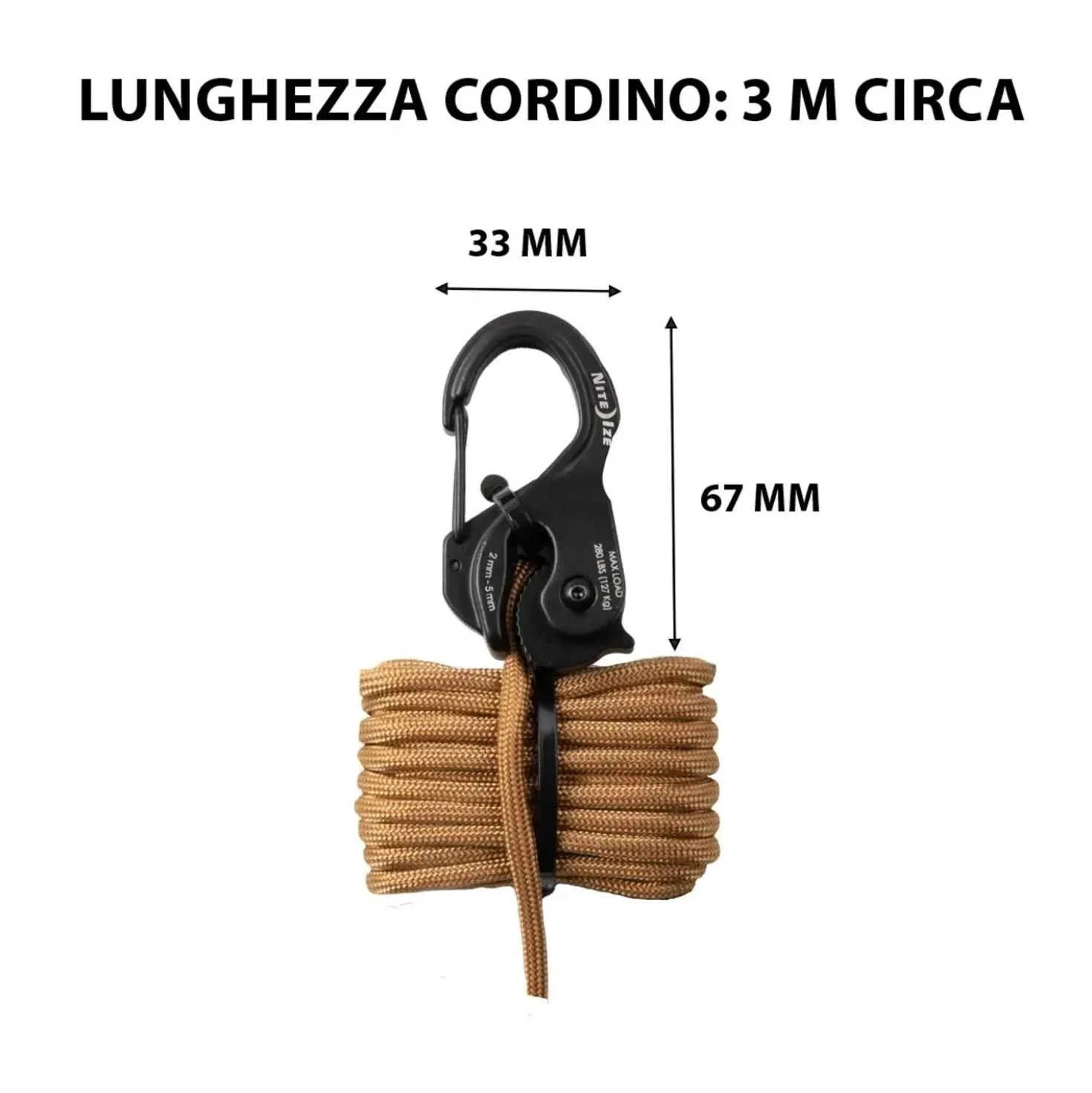 Tendicorda in alluminio con cordino