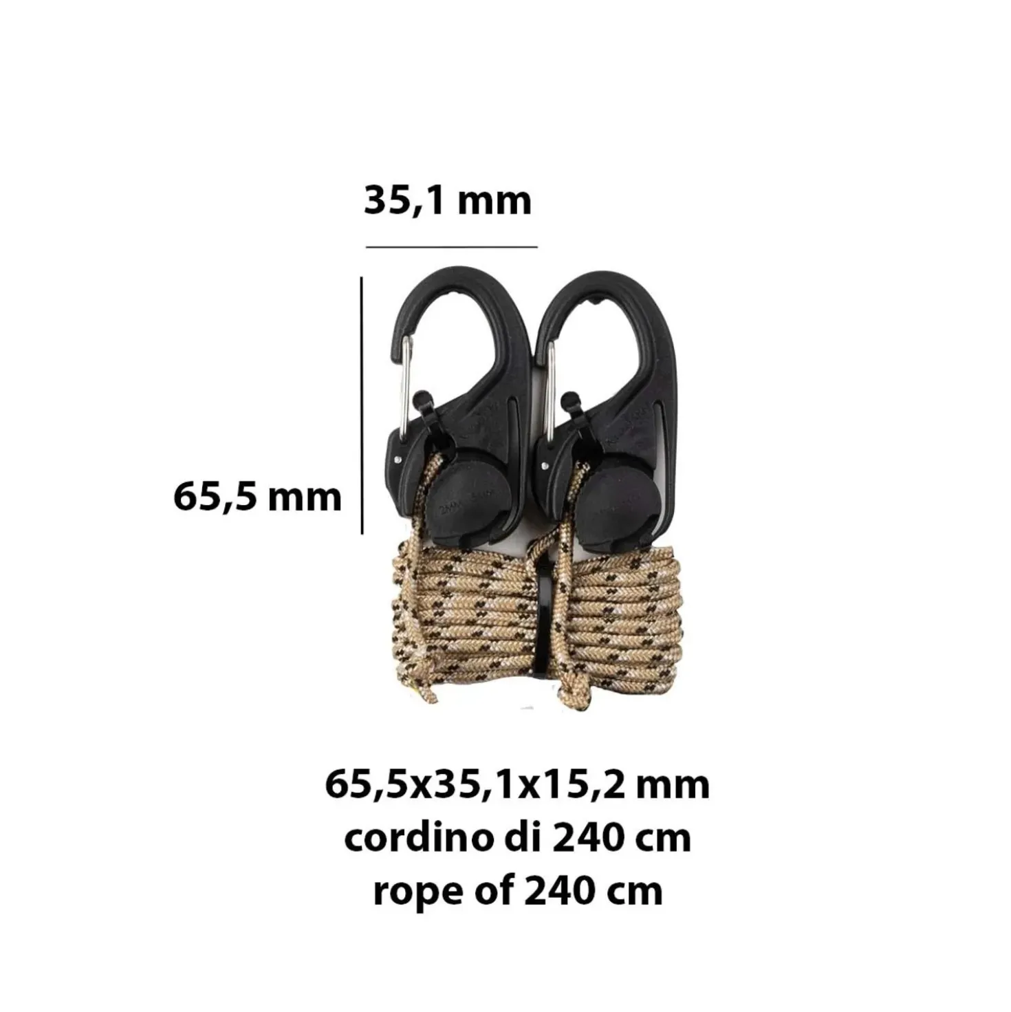 Tendicorda in nylon con cordino di 240 cm 2 pz