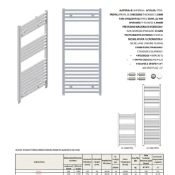 Termoarredo con tubi quadrati in acciaio cromato L 50 x H 100 cm