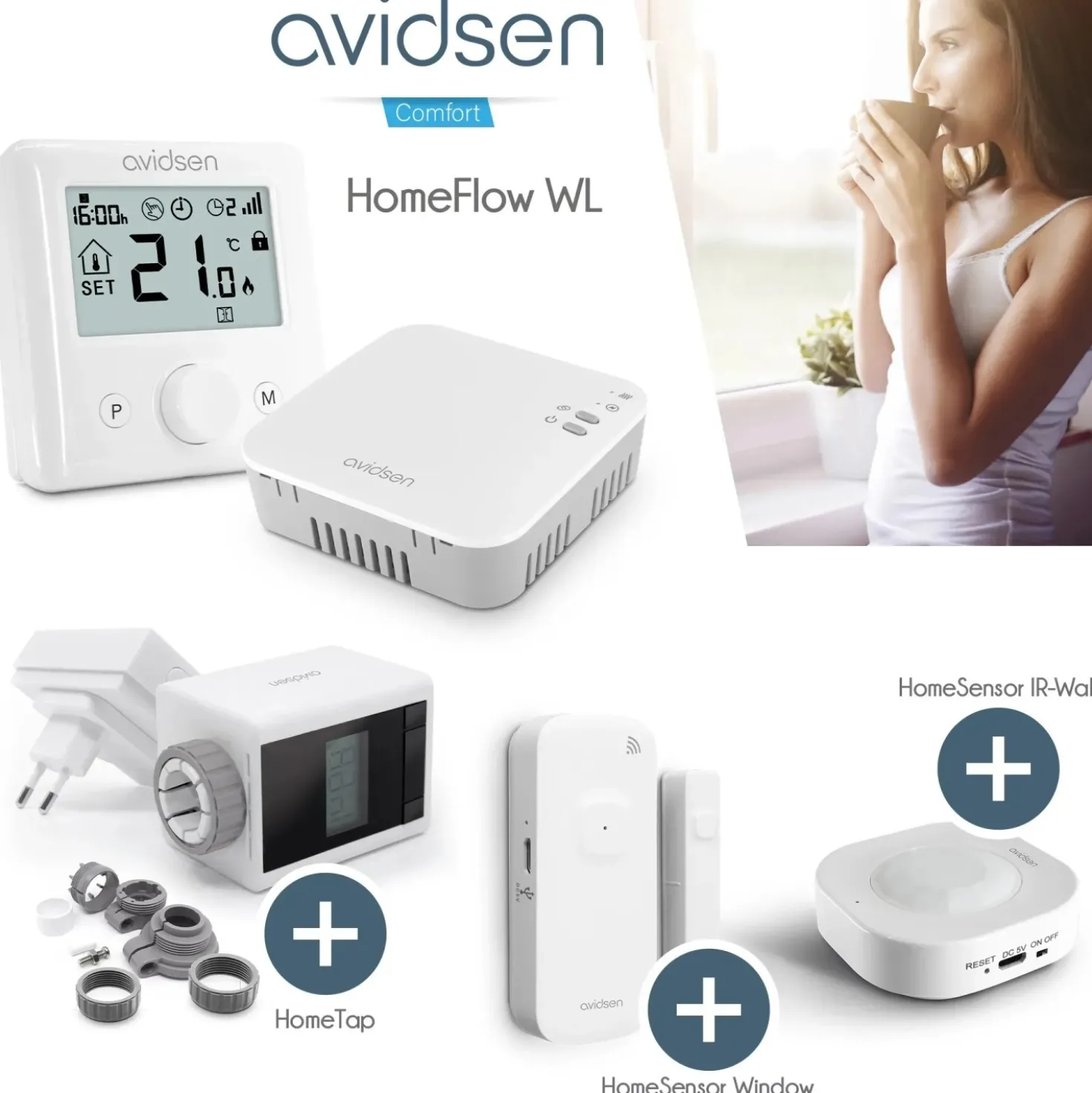 Termostato Smart Home Wifi Avidsen HomeFlow WL a batteria wireless