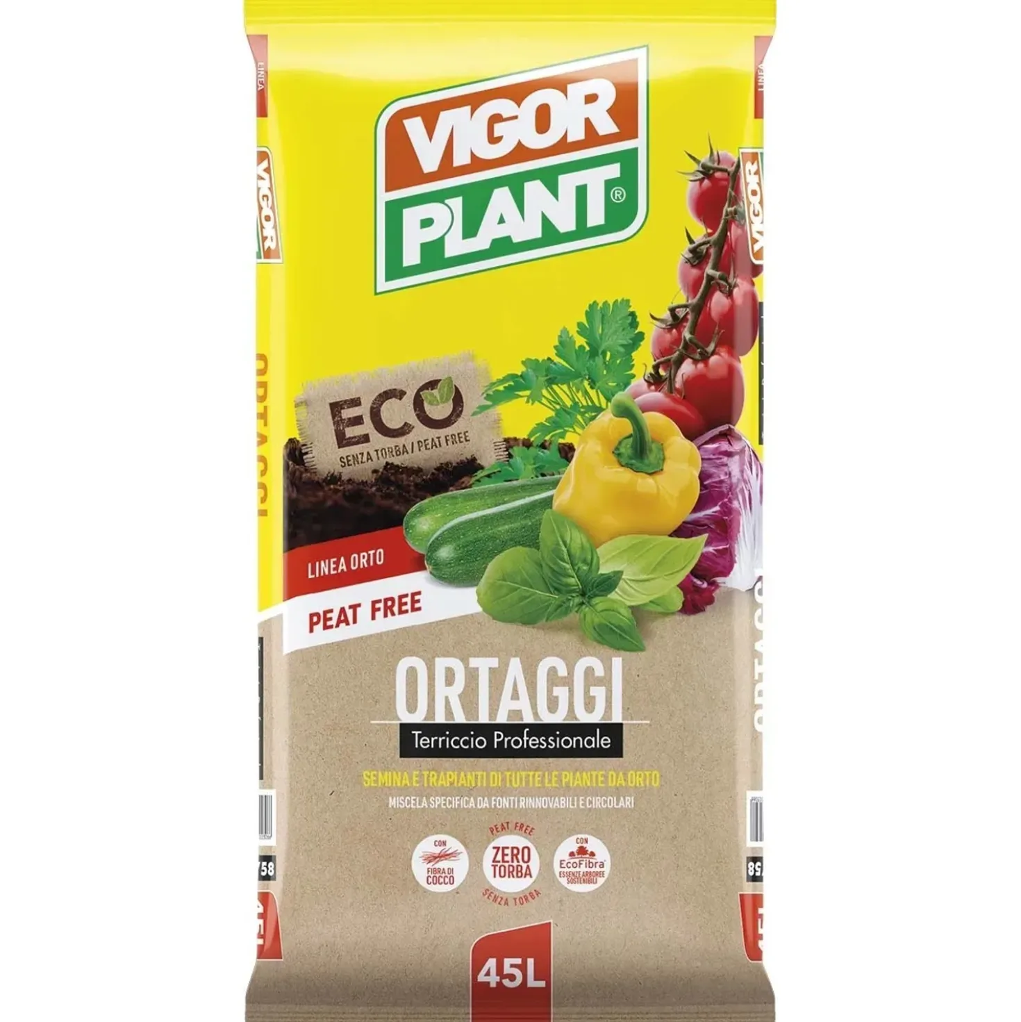 Terriccio per ortaggi Vigorplant Peat FREE 45 l