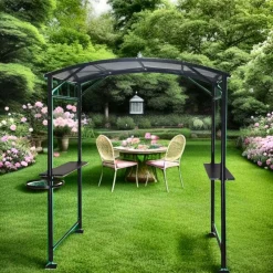 Tettoia barbecue in acciaio antracite 167x128 cm