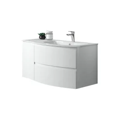 Top lavabo in acrilico vasca a destra bianco lucido 71x14x52 cm