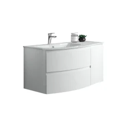 Top lavabo in acrilico vasca a sinistra bianco lucido 71x14x52 cm