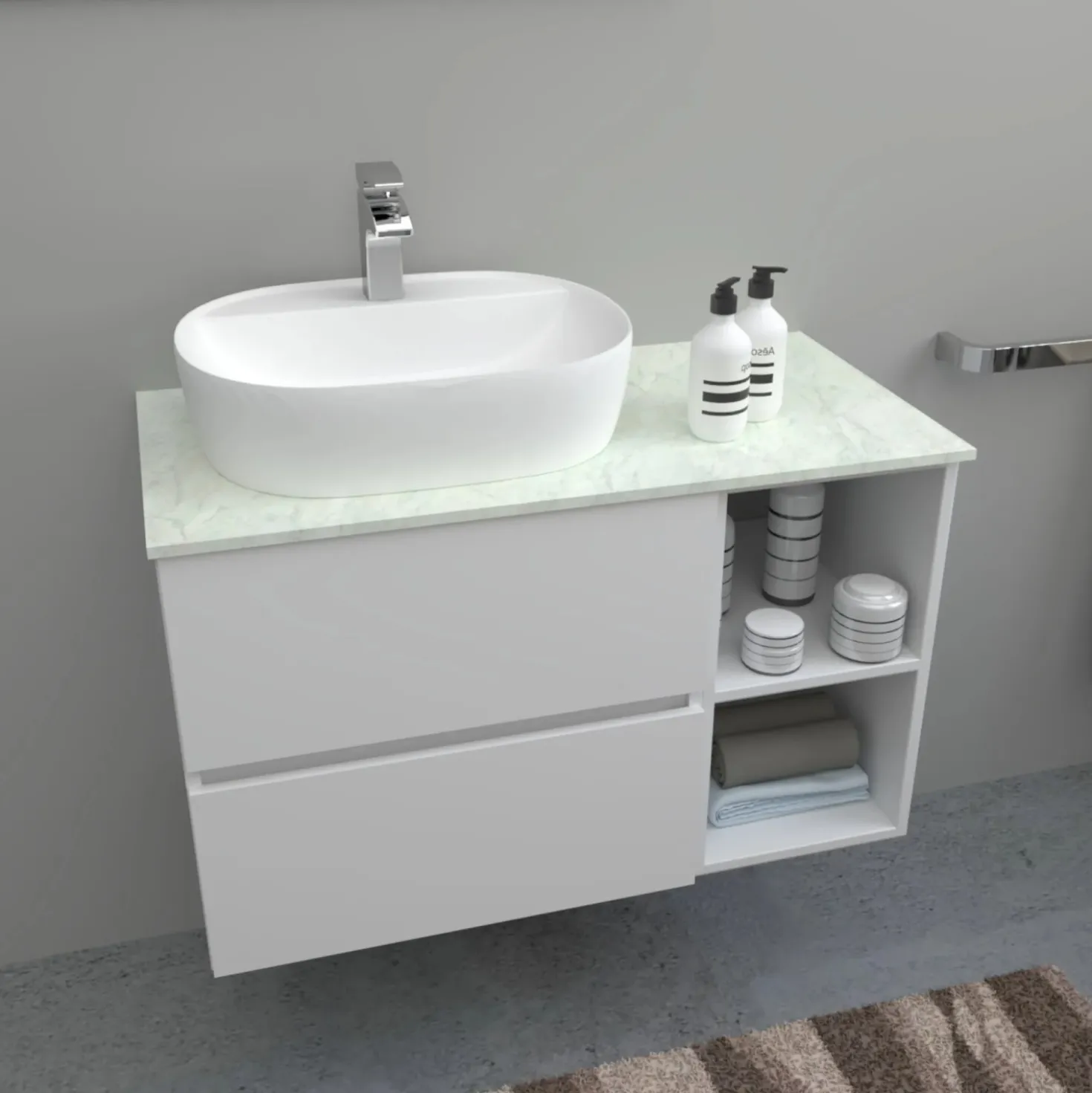 Top teknowood bianco marmo 910 x 460 x 12,4 mm
