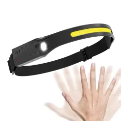 Torcia frontale ricaricabile USB impermeabile con sensore di movimento