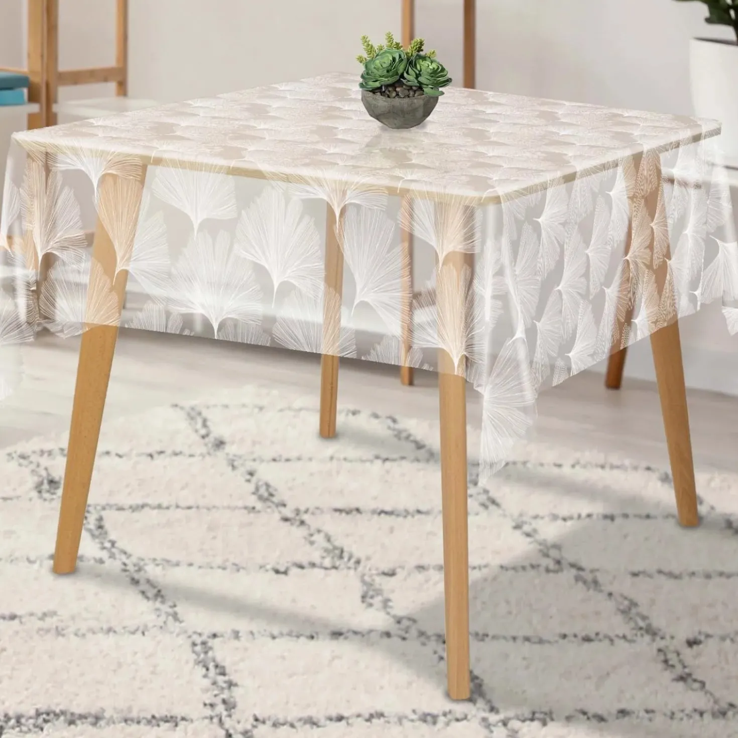 Tovagliato cristallo stampato Ginko 140 cm x 20 m al metro