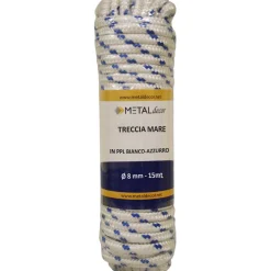 Treccia in polipropilene ø 8 mm x 15 mt bianca/azzurra