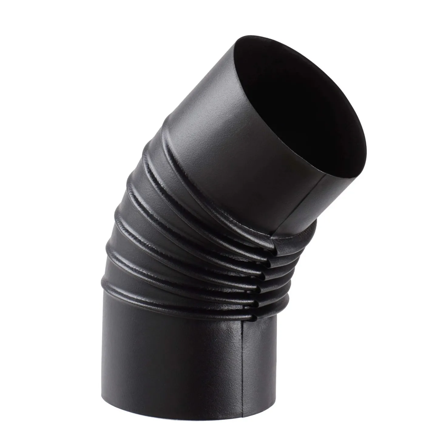 Tubo curva porcellanata pieghettata nero opaco 45° Ø 15 cm