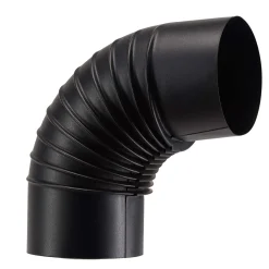 Tubo curva porcellanata pieghettata nero opaco 90° Ø 10 cm
