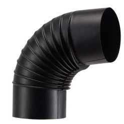 Tubo curva porcellanata pieghettata nero opaco 90° Ø 12 cm