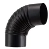 Tubo curva porcellanata pieghettata nero opaco 90° Ø 13 cm