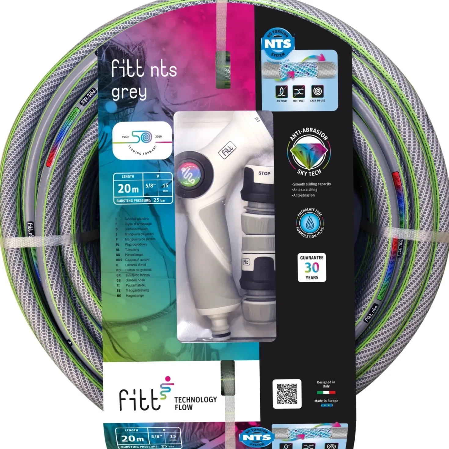 Tubo irrigazione Kit FITT NTS GREY 20 m x Ø 15 mm grigio