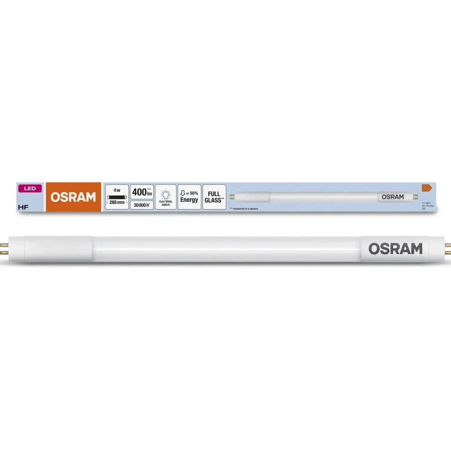 Tubo LED Osram T5 HF L8 CORTO 288 mm 4 W 400 lm 4000 K