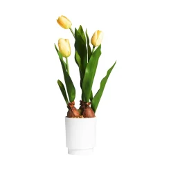 Tulipano finto in vaso 3 fiori Ø9,5x9,5x45 cm giallo