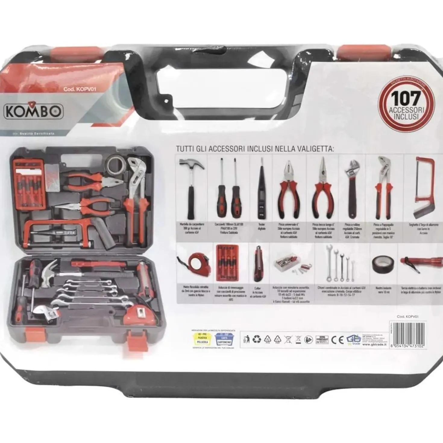 Valigetta porta utensili professionale completa 107 pz