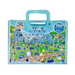 Valigetta Tutto Azzurro kit creativo con album e 100 stickers 3D puffy