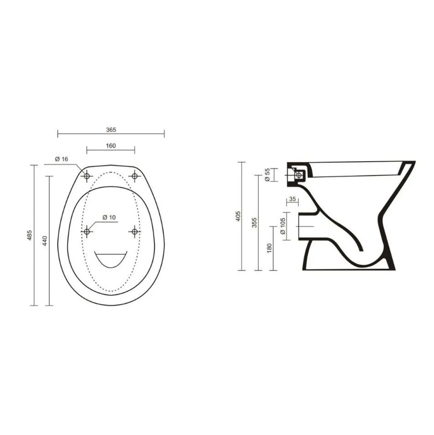 Vaso a terra Lake WC scarico a parete in ceramica bianco