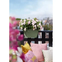 Vaso da ringhiera Flower Bridge Elho Vibia Campana 39x26x22 cm giallo miele
