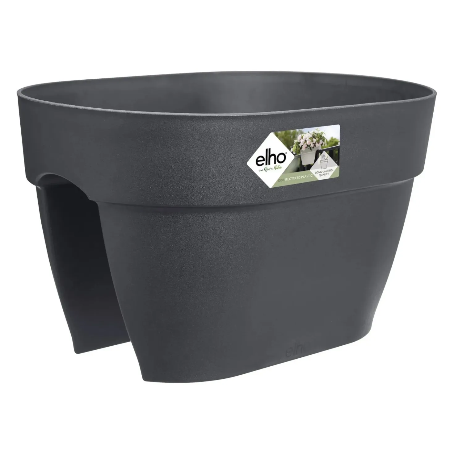 Vaso da ringhiera Flower Bridge Elho Vibia Campana 39x26x22 cm antracite