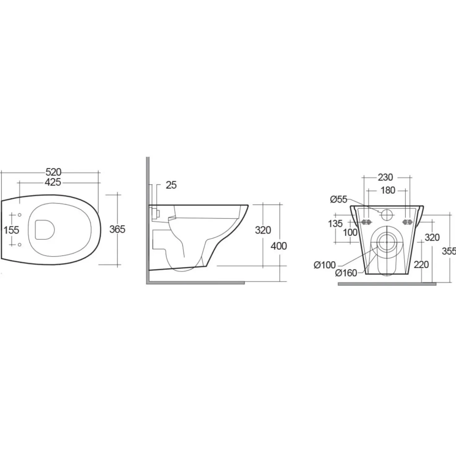 Vaso Morning sospeso rimless