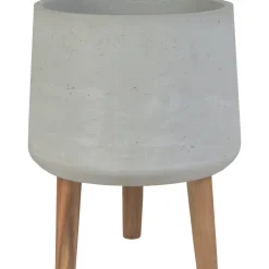 Vaso per piante in cemento grigio con treppiedi 28x28x34 cm