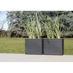 Vaso Swingmood in plastica con ruote 70 cm grigio notte