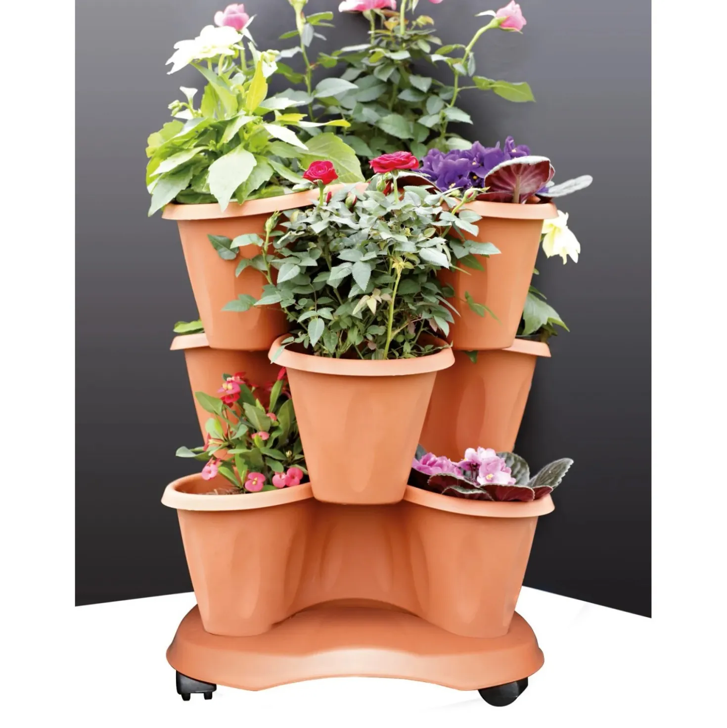 Vaso trifoglio con sottovaso set 3 pz Bama 40x20 cm