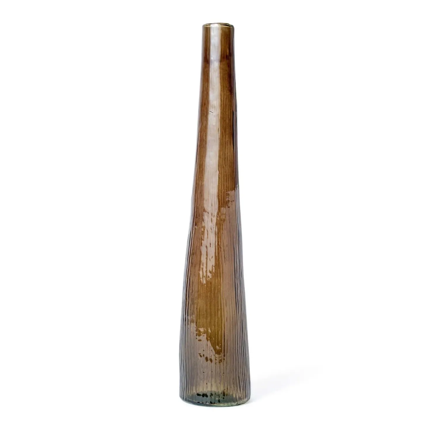 Vaso vitro monofiore in vetro scatola avana Ø9xH50 cm verdone