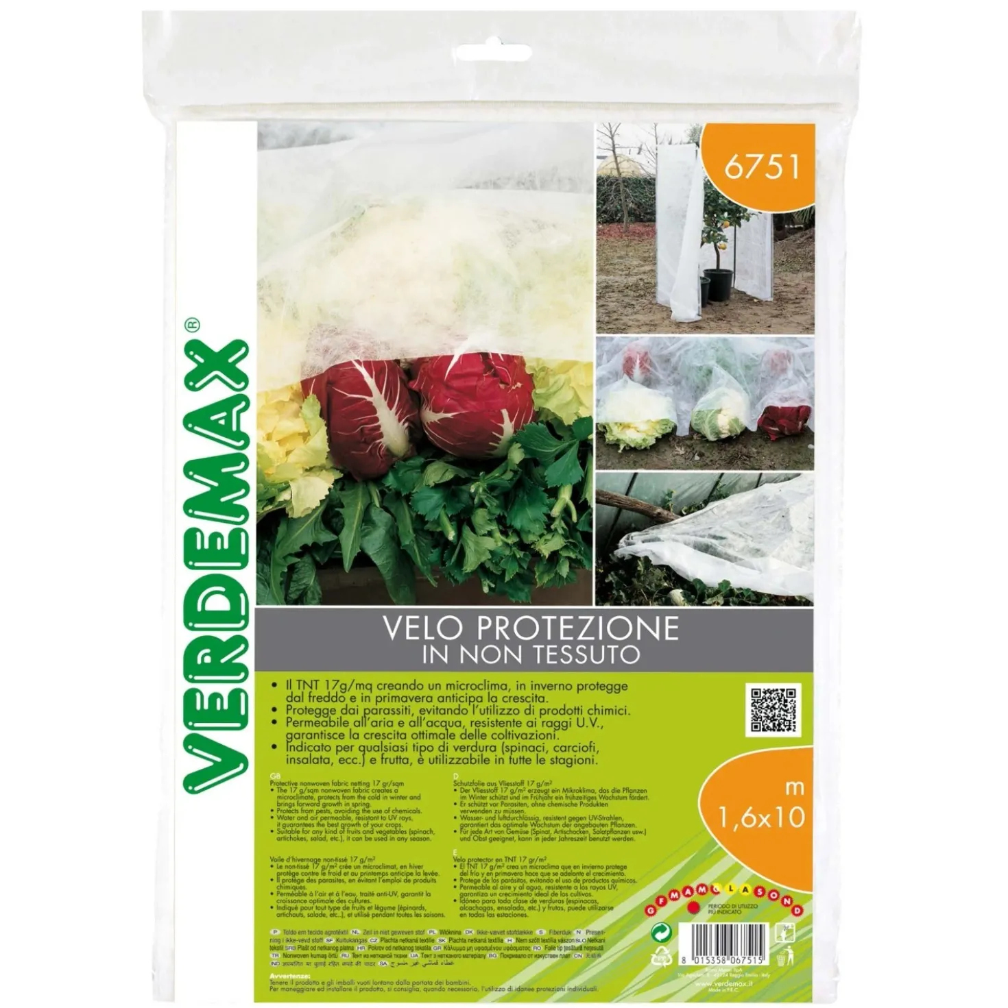 Velo di protezione TNT 17 g/m² 1,6x10 m bianco