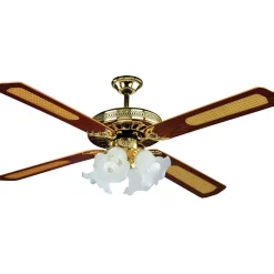 Ventilatore a soffitto 4 pale Ø 110 cm legno chiaro