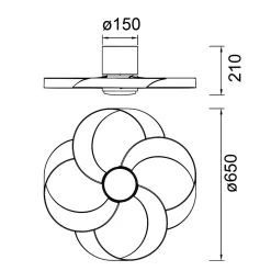 Ventilatore da soffitto con luce LED 24W Rose ventilatore 22W