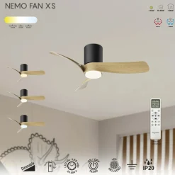 Ventilatore da soffitto con luce LED 20W Nemo ventilatore 24W nero