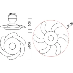 Ventilatore da soffitto luce LED 24W Flower ventilatore 24W bianco/beige