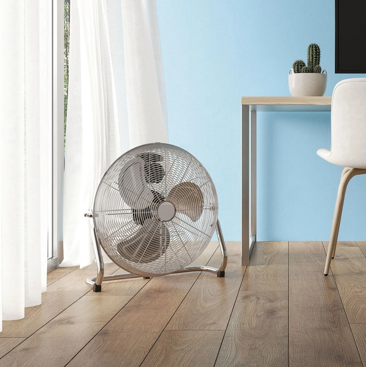 Ventilatore da terra 45 cm cromato