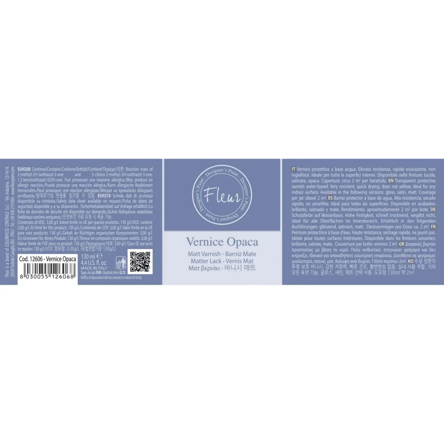 Vernice all`acqua Fleur V03 trasparente opaca 130 ml