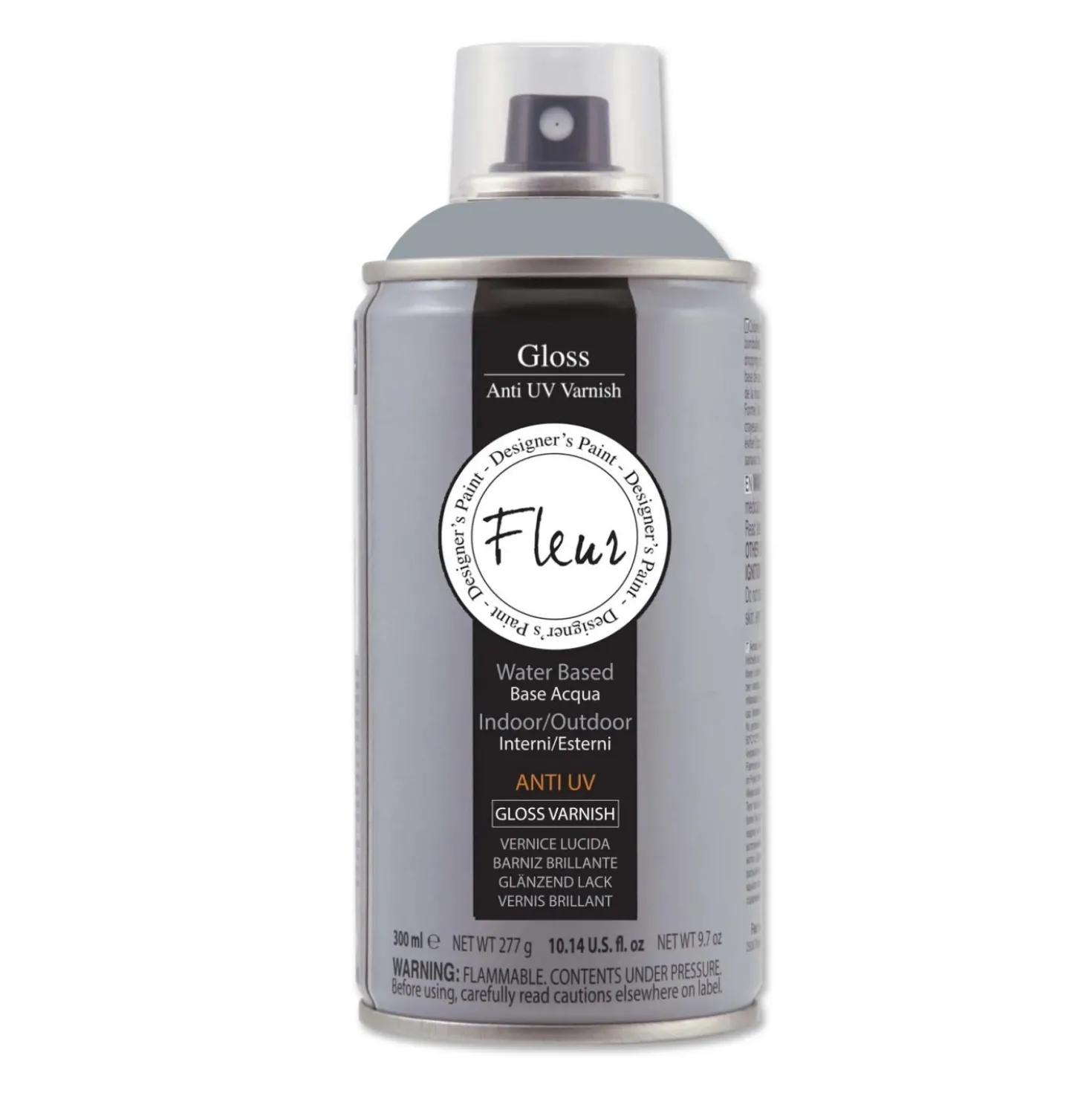 Vernice all`acqua spray Fleur V01 trasparente lucida UV 300 ml