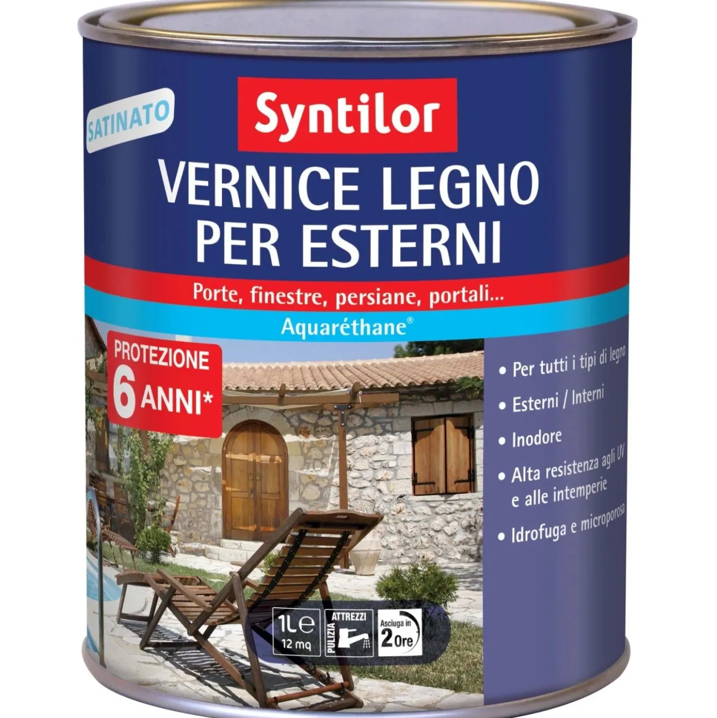 Vernice per legno da esterno satinato ad acqua ciliegio 1 l