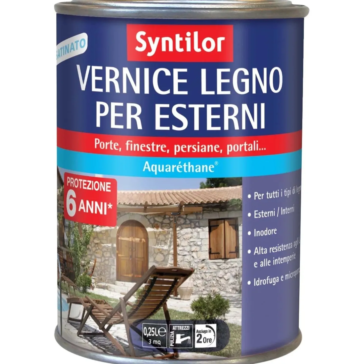 Vernice per legno da esterno satinato ad acqua rovere chiaro 250 ml