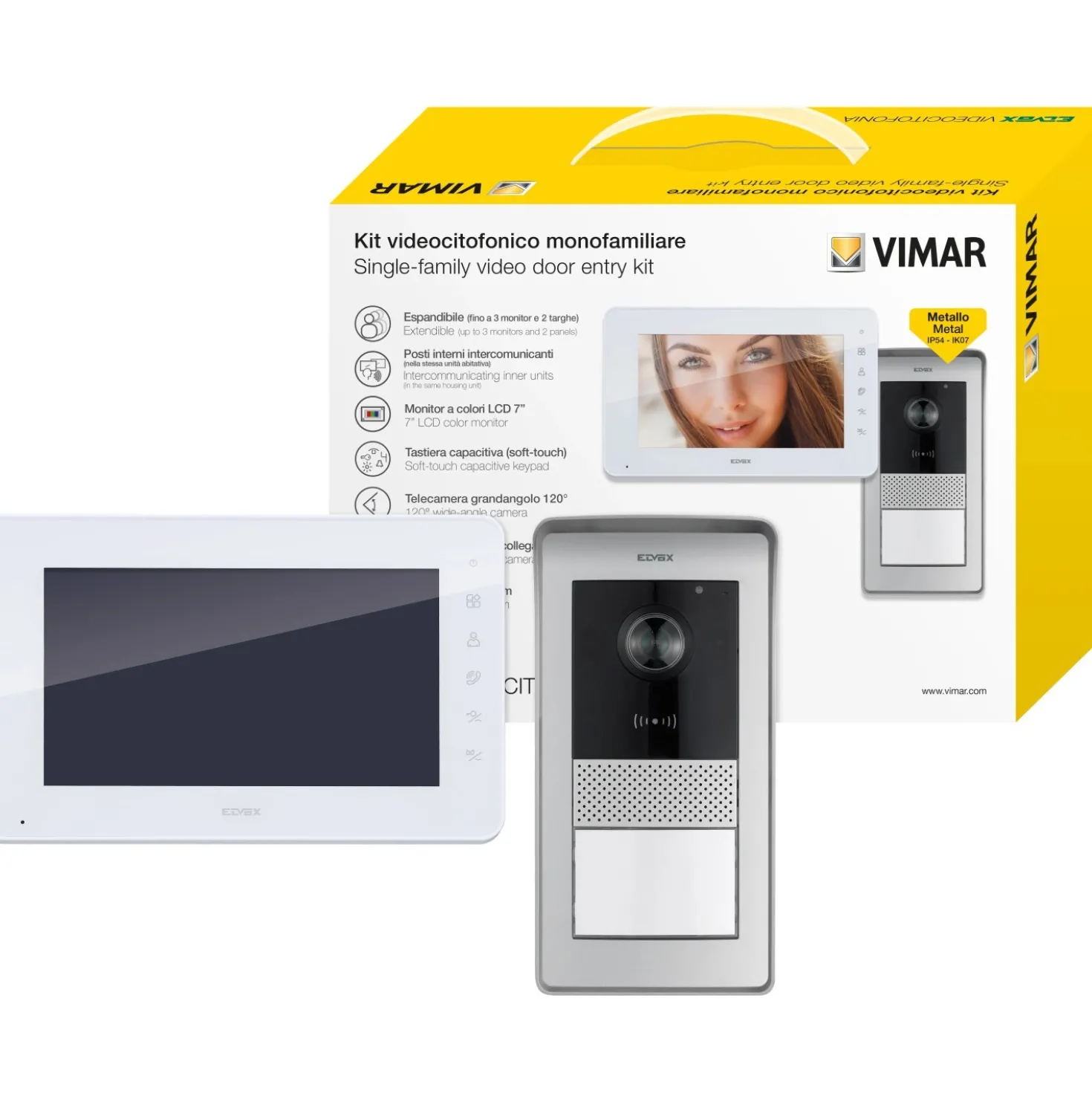 Videocitofono LCD 7" monofamiliare 1F RFID alimentatore multispina