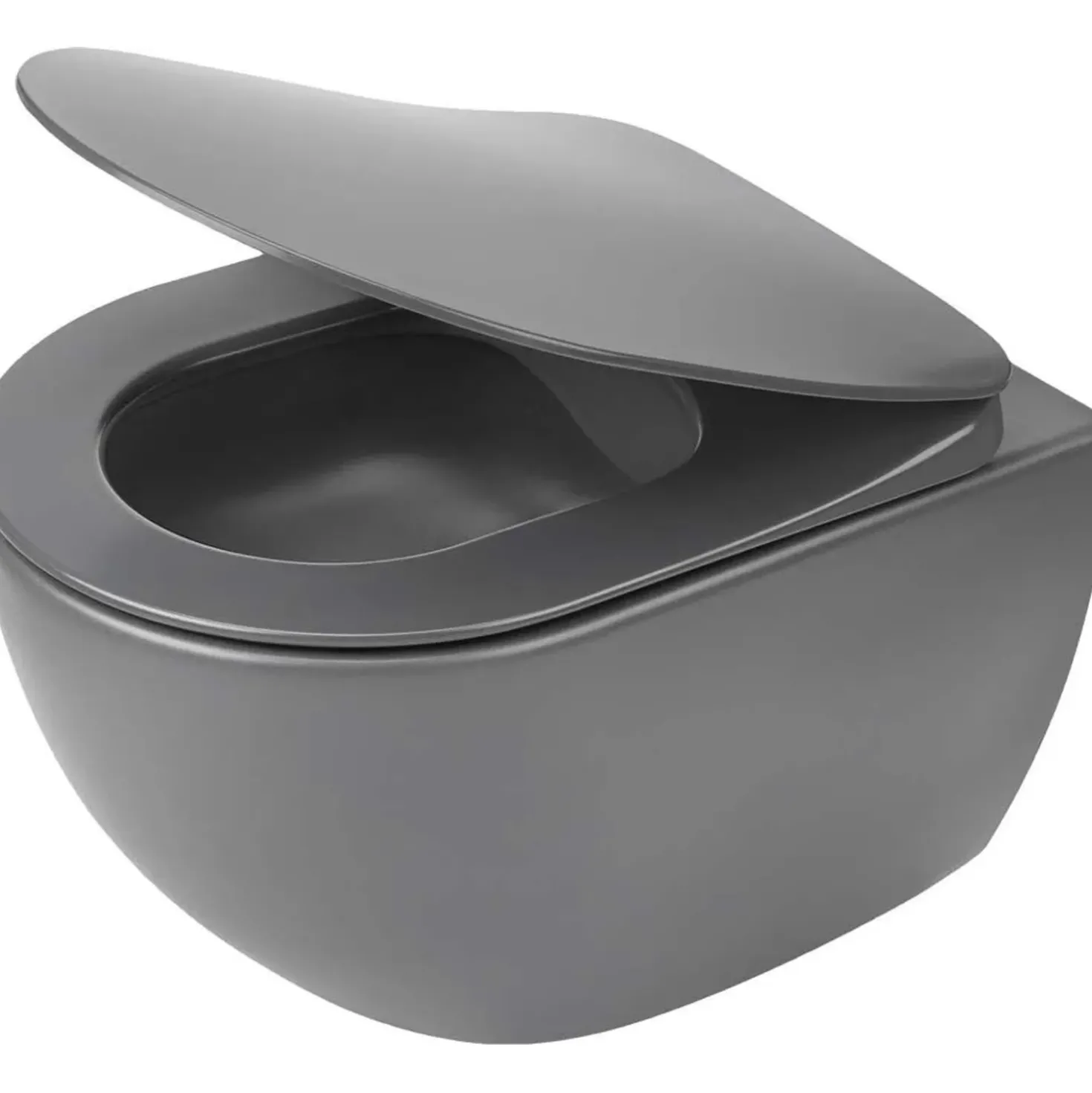 WC sospeso a parete Artemides con sedile senza bordo 36x35,5 cm antracite